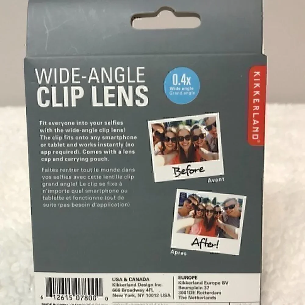 Kikkerland Smart Phone Bundle Wide-Angle Clip Lens + Selfie Light
